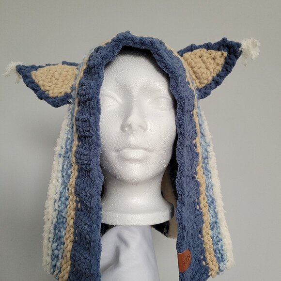 Hand Made OOAK Chunky Knitted Cosplay Fairy Elf Kitty Hood / Hat, NO Fuss Washer - Picture 1 of 4